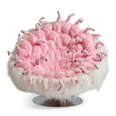 Creative Armchair Aesthetic Flamingo Lounge Seating Decorative Velvet Soft Single Accent Couch Art Floor Settee Chairs