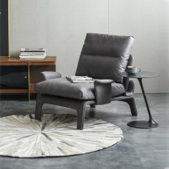 Factory Direct Nordic Creative Curved Leather Sofa Chair – Premium Down Cushion Leisure Chair for Bulk Wholesale & Custom Contract Projects