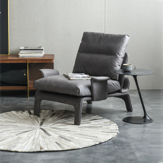 Factory Direct Nordic Creative Curved Leather Sofa Chair – Premium Down Cushion Leisure Chair for Bulk Wholesale & Custom Contract Projects