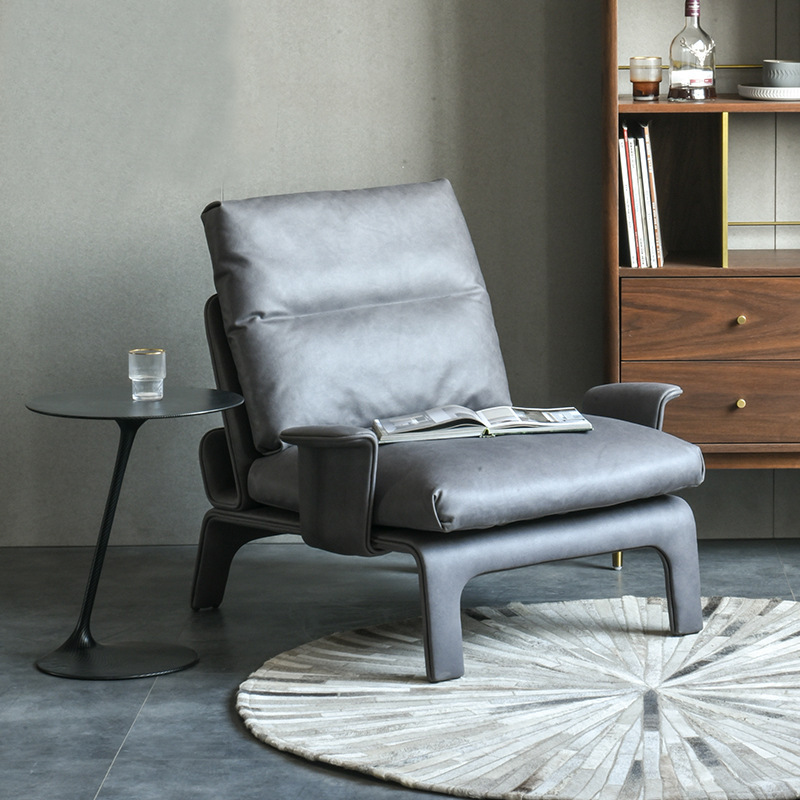 Factory Direct Nordic Creative Curved Leather Sofa Chair – Premium Down Cushion Leisure Chair for Bulk Wholesale & Custom Contract Projects
