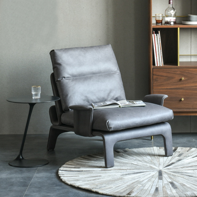 Factory Direct Nordic Creative Curved Leather Sofa Chair – Premium Down Cushion Leisure Chair for Bulk Wholesale & Custom Contract Projects