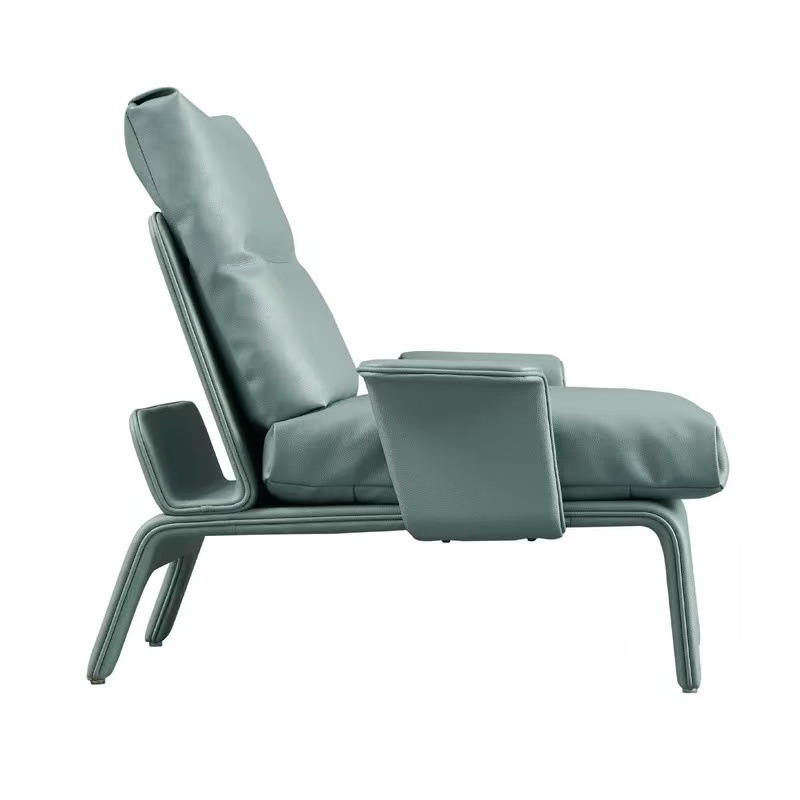 Factory Direct Nordic Creative Curved Leather Sofa Chair – Premium Down Cushion Leisure Chair for Bulk Wholesale & Custom Contract Projects