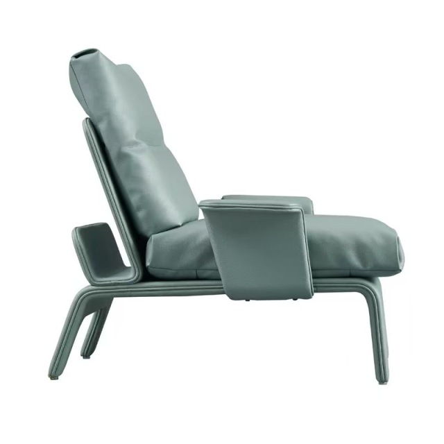 Factory Direct Nordic Creative Curved Leather Sofa Chair – Premium Down Cushion Leisure Chair for Bulk Wholesale & Custom Contract Projects