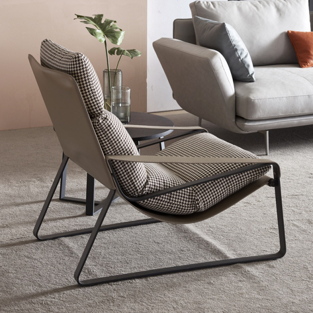 Factory Direct  Italian Minimalist Chair, Saddle Leather Upholstered with Down Cushion for Wholesale