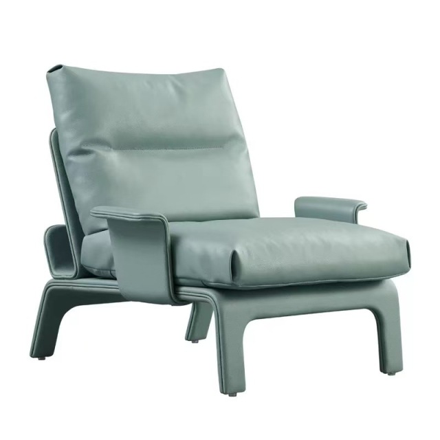 Factory Direct Nordic Creative Curved Leather Sofa Chair – Premium Down Cushion Leisure Chair for Bulk Wholesale & Custom Contract Projects