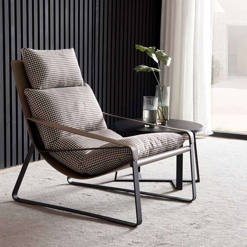 Factory Direct  Italian Minimalist Chair, Saddle Leather Upholstered with Down Cushion for Wholesale
