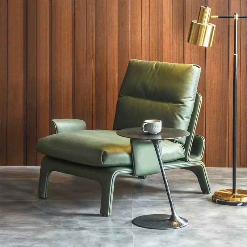 Factory Direct Nordic Creative Curved Leather Sofa Chair – Premium Down Cushion Leisure Chair for Bulk Wholesale & Custom Contract Projects