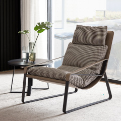 Factory Direct  Italian Minimalist Chair, Saddle Leather Upholstered with Down Cushion for Wholesale