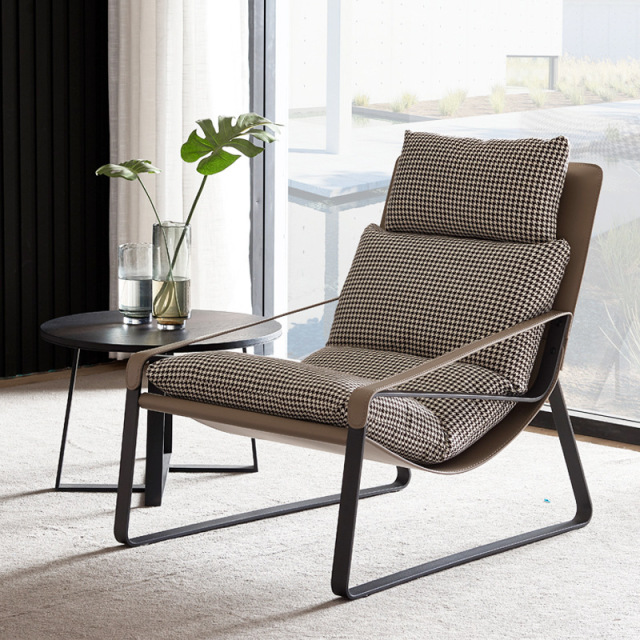 Factory Direct  Italian Minimalist Chair, Saddle Leather Upholstered with Down Cushion for Wholesale