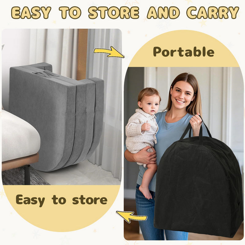 Wholesale Portable Kids Travel Bed, 3-in-1 Foldable Foam Sofa Bed for Toddlers, With Storage Bag for Drop Shipping