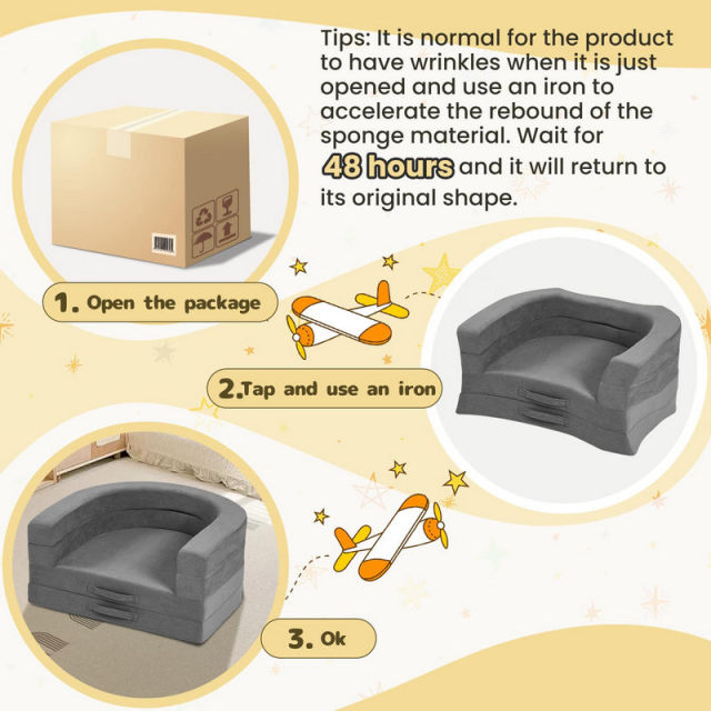 Wholesale Portable Kids Travel Bed, 3-in-1 Foldable Foam Sofa Bed for Toddlers, With Storage Bag for Drop Shipping