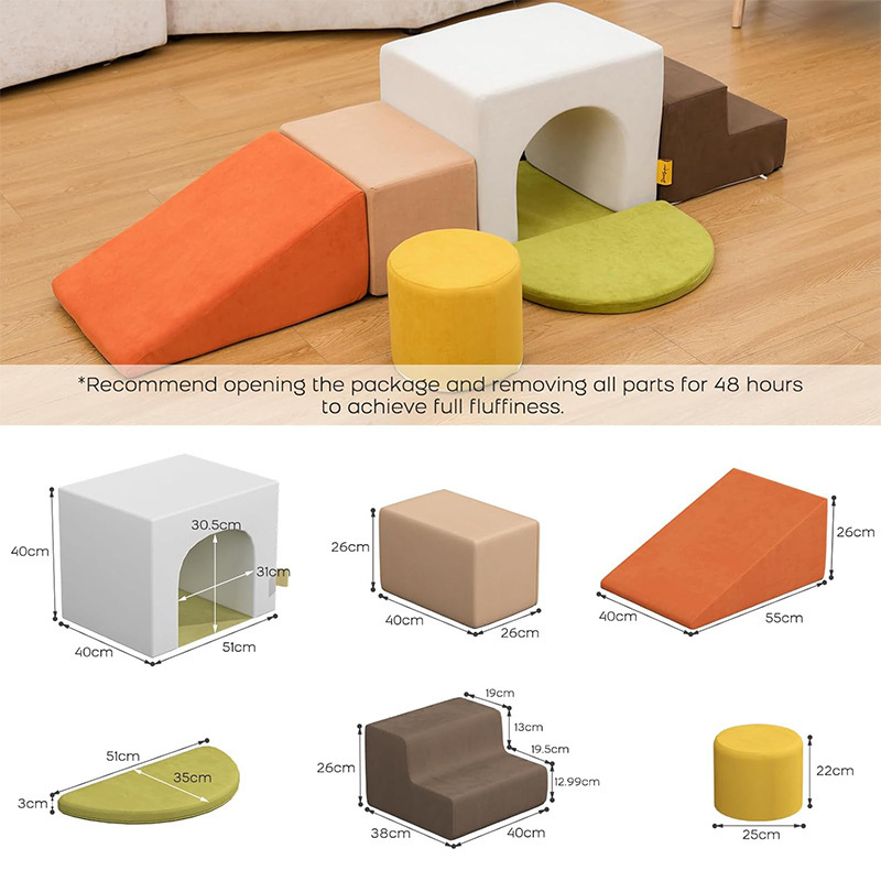 7-Piece Toddler Modular Foam Playset, Climb & Crawl Soft Blocks with Non-Slip Base