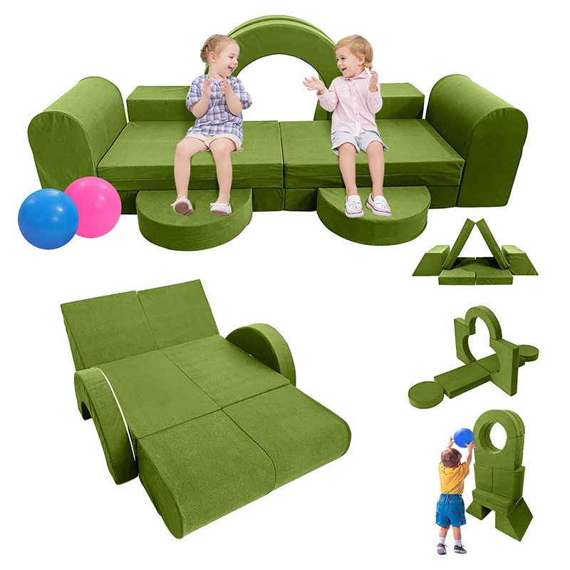 Factory Direct Custom Convertible Kids Play Couch, OEM Modular Foam Building Block Sofa for Toddlers