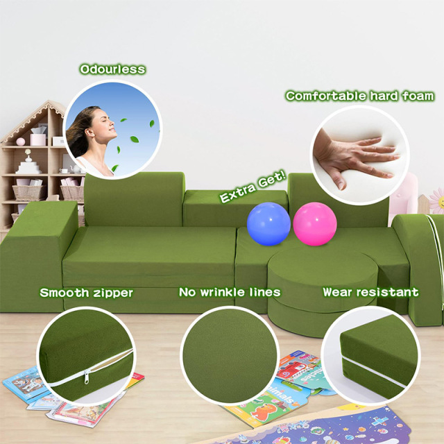 Factory Direct Custom Convertible Kids Play Couch, OEM Modular Foam Building Block Sofa for Toddlers