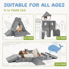 Factory Direct Custom 22-Piece Kids Modular Foam Play Couch, OEM Modular Building Block Sofa for Toddlers