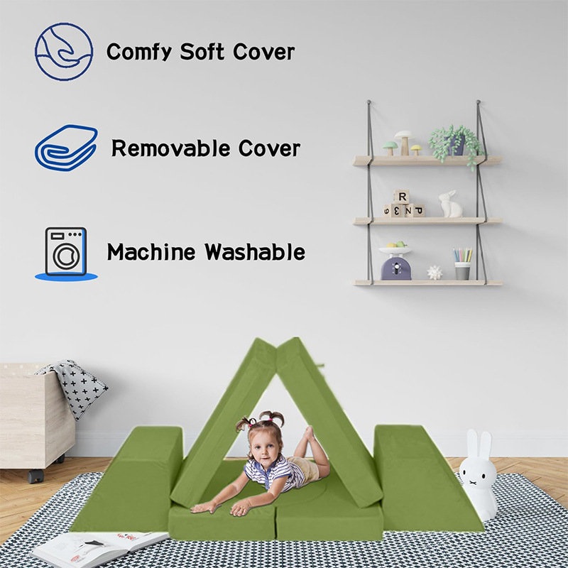 Factory Direct Custom Convertible Kids Play Couch, OEM Modular Foam Building Block Sofa for Toddlers