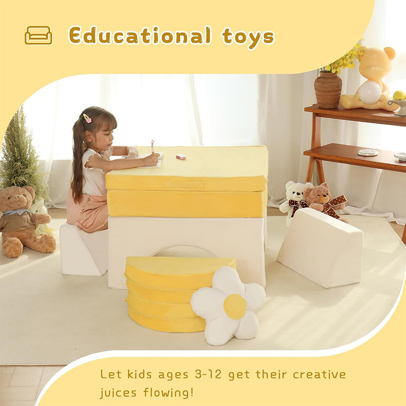 Factory Direct Multi-piece Kids Modular Building Block Sofa, Multi-purpose Educational Play Couch for Boys Girls, OEM Custom Home Foam Playset