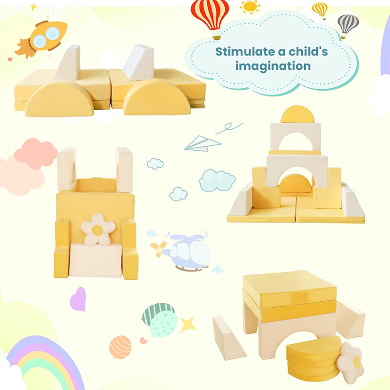 Factory Direct Multi-piece Kids Modular Building Block Sofa, Multi-purpose Educational Play Couch for Boys Girls, OEM Custom Home Foam Playset