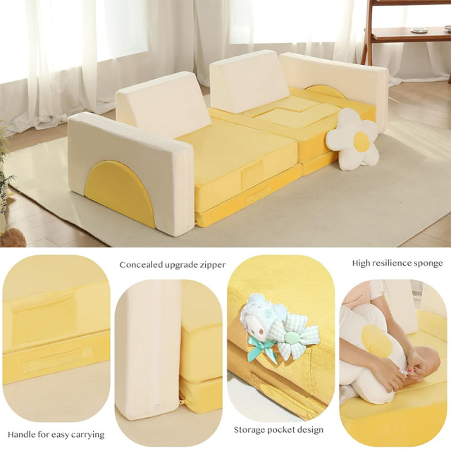 Factory Direct Multi-piece Kids Modular Building Block Sofa, Multi-purpose Educational Play Couch for Boys Girls, OEM Custom Home Foam Playset