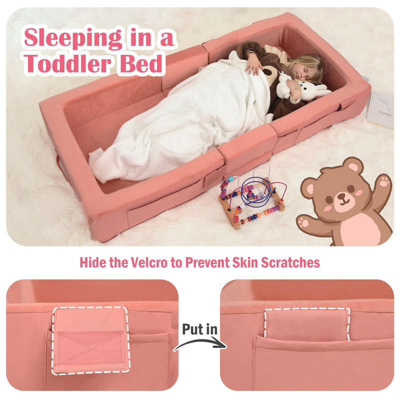 Custom Portable Toddler Travel Bed, Foldable Kids Sofa Bed & Playpen with Vacuum Compression Packaging, Multifunctional Foam Floor Crib for Sleeping & Playing