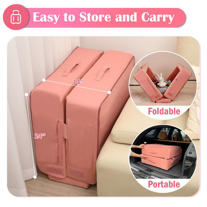 Custom Portable Toddler Travel Bed, Foldable Kids Sofa Bed & Playpen with Vacuum Compression Packaging, Multifunctional Foam Floor Crib for Sleeping & Playing