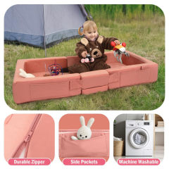 Custom Portable Toddler Travel Bed, Foldable Kids Sofa Bed & Playpen with Vacuum Compression Packaging, Multifunctional Foam Floor Crib for Sleeping & Playing