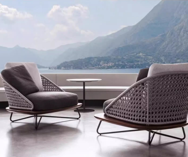 Small Space Patio Sofa, Nordic Minimalist Balcony Sunproof Rattan Chair