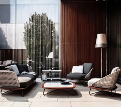Small Space Patio Sofa, Nordic Minimalist Balcony Sunproof Rattan Chair