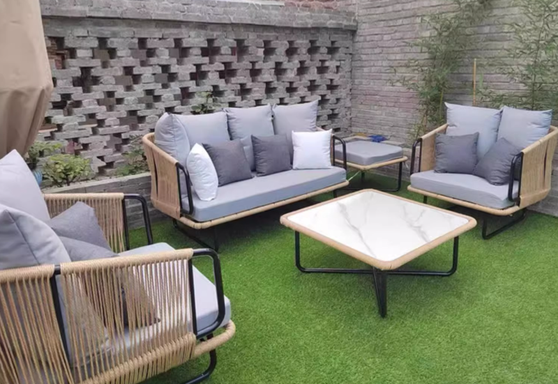Patio Rattan Lazy Sofa, Outdoor Waterproof Sunproof Sofa