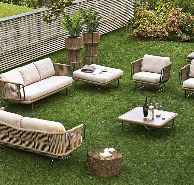 Patio Rattan Lazy Sofa, Outdoor Waterproof Sunproof Sofa
