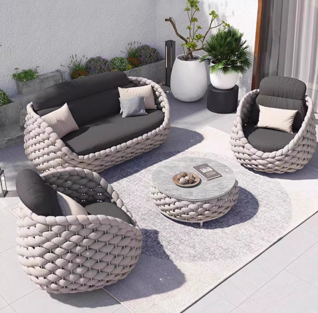 Removable Washable Patio Sofa, Outdoor Rainproof Rattan Leisure Furniture