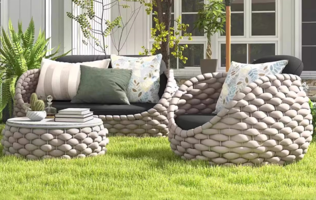 Removable Washable Patio Sofa, Outdoor Rainproof Rattan Leisure Furniture
