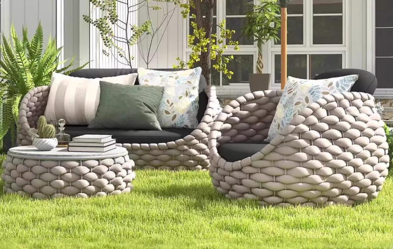 ordic Style Patio Sunproof Sofa, Balcony Small Space Lazy Sofa Chair