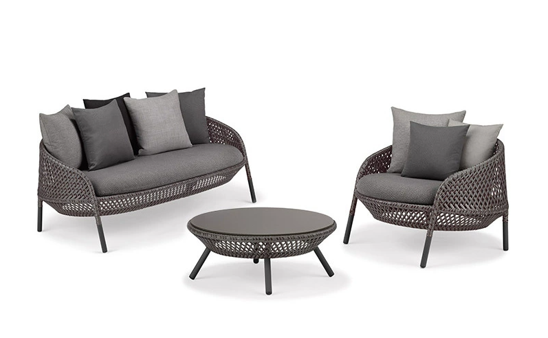 Minimalist Aluminum Alloy Outdoor Sofa, Wear-resistant Leisure Sofa for Courtyard Garden