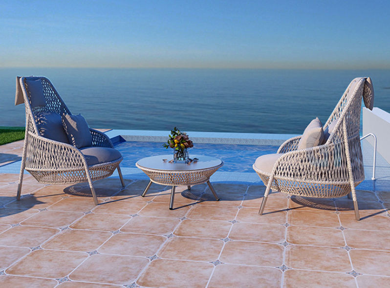 Minimalist Aluminum Alloy Outdoor Sofa, Wear-resistant Leisure Sofa for Courtyard Garden