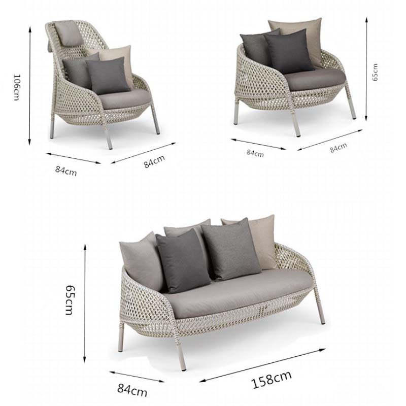 Minimalist Aluminum Alloy Outdoor Sofa, Wear-resistant Leisure Sofa for Courtyard Garden