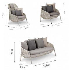 Minimalist Aluminum Alloy Outdoor Sofa, Wear-resistant Leisure Sofa for Courtyard Garden