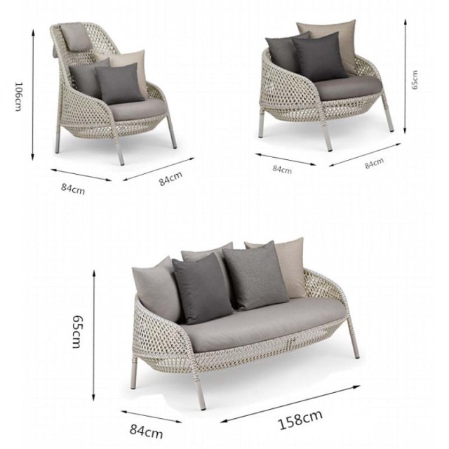 Minimalist Aluminum Alloy Outdoor Sofa, Wear-resistant Leisure Sofa for Courtyard Garden