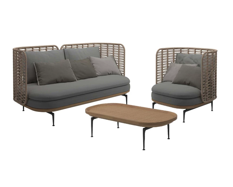 Widen Enlarged Outdoor Rattan Sofa, Anti-aging Leisure Sofa for Courtyard Homestay