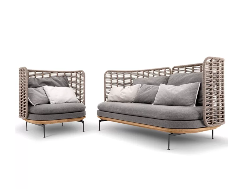 Widen Enlarged Outdoor Rattan Sofa, Anti-aging Leisure Sofa for Courtyard Homestay