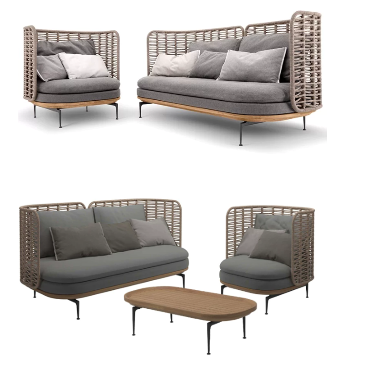 Widen Enlarged Outdoor Rattan Sofa, Anti-aging Leisure Sofa for Courtyard Homestay