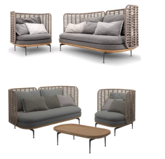 Widen Enlarged Outdoor Rattan Sofa, Anti-aging Leisure Sofa for Courtyard Homestay