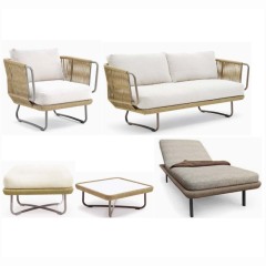 Patio Rattan Lazy Sofa, Outdoor Waterproof Sunproof Sofa