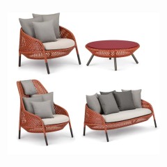 Minimalist Aluminum Alloy Outdoor Sofa, Wear-resistant Leisure Sofa for Courtyard Garden