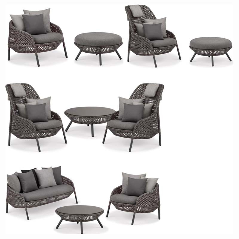 Minimalist Aluminum Alloy Outdoor Sofa, Wear-resistant Leisure Sofa for Courtyard Garden