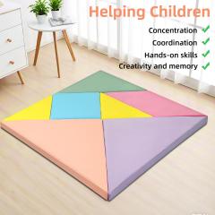 Custom Soft Foam Tangram Play Mat, Kids Indoor Anti-fall Soft Climbing Puzzle Mat, Toddler Educational Soft Play Floor Mat