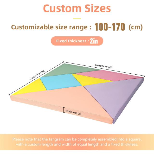 Custom Soft Foam Tangram Play Mat, Kids Indoor Anti-fall Soft Climbing Puzzle Mat, Toddler Educational Soft Play Floor Mat