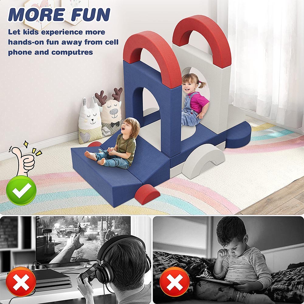 Custom Modular Kids Play Sofa, 18Pcs Buildable Foam Block Couch, Compression Pack DIY Children Building Block Sofa with Washable Fabric