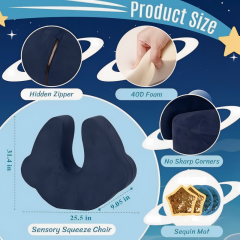 Custom Kids Sensory Squeeze Chair, Cloud Shape Compression Foam Floor Sofa with Removable Sequin Sensory Pads, Autism Support Toddler Floor Cushion