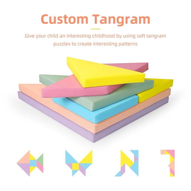 Custom Soft Foam Tangram Play Mat, Kids Indoor Anti-fall Soft Climbing Puzzle Mat, Toddler Educational Soft Play Floor Mat